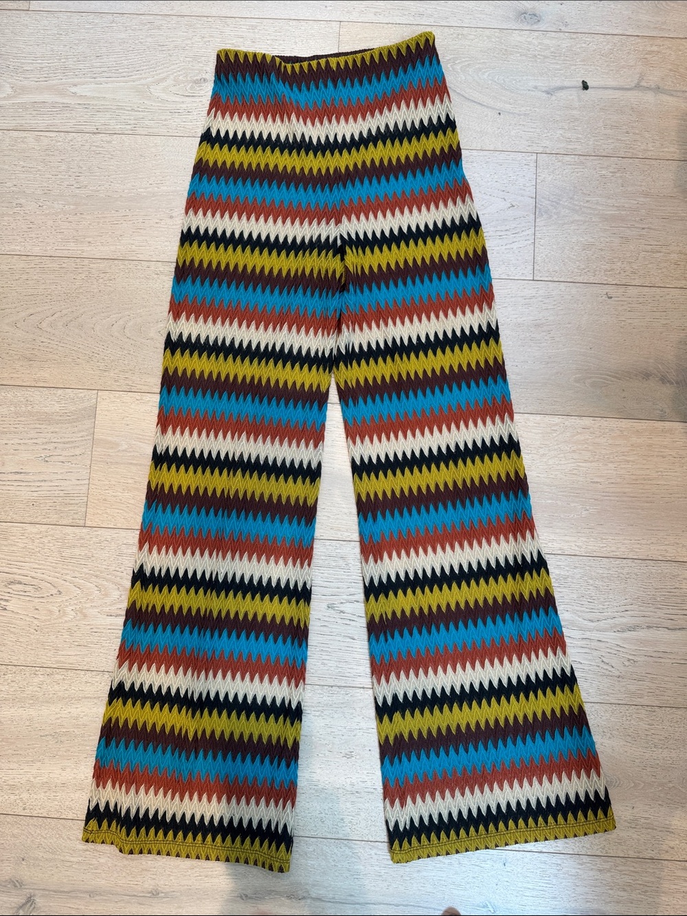 Kids Multicolor Chevron Knit Wide-Leg Pants